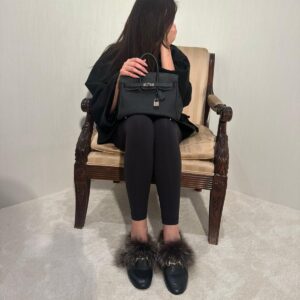 Black/ grey fur ( slippers )